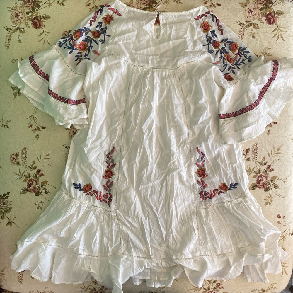White Girls' Embroidered Boho Dress - Picture 2 of 2